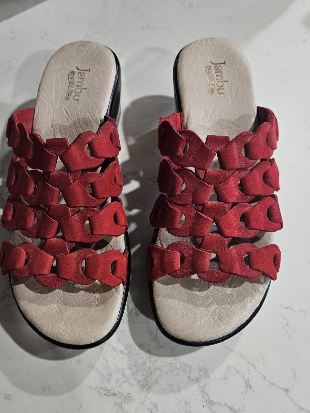 Jambu Red Woven Link Slide Sandals - Jambu Size 8m